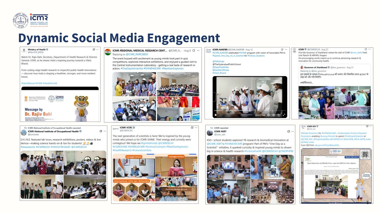 Social media posts and outreach collage for ICMR-SHINE